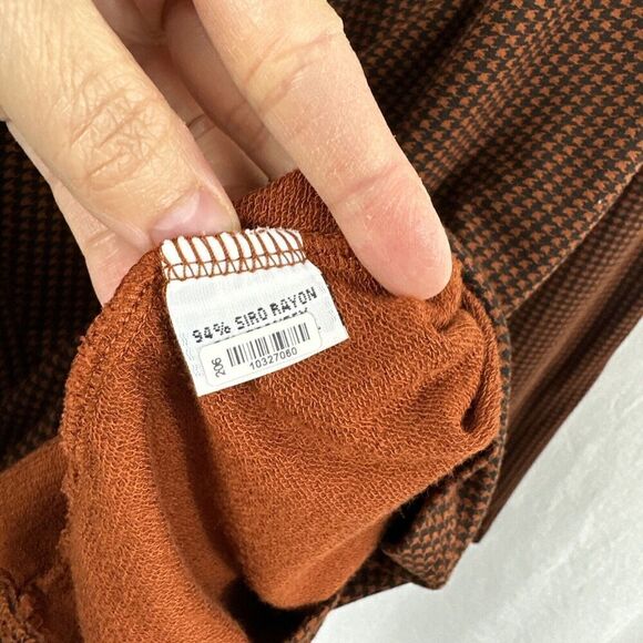 Bryn Walker Damien Long Sleeve Houndstooth Siro Rayon Tunic Top Womens Size L - Picture 9 of 12